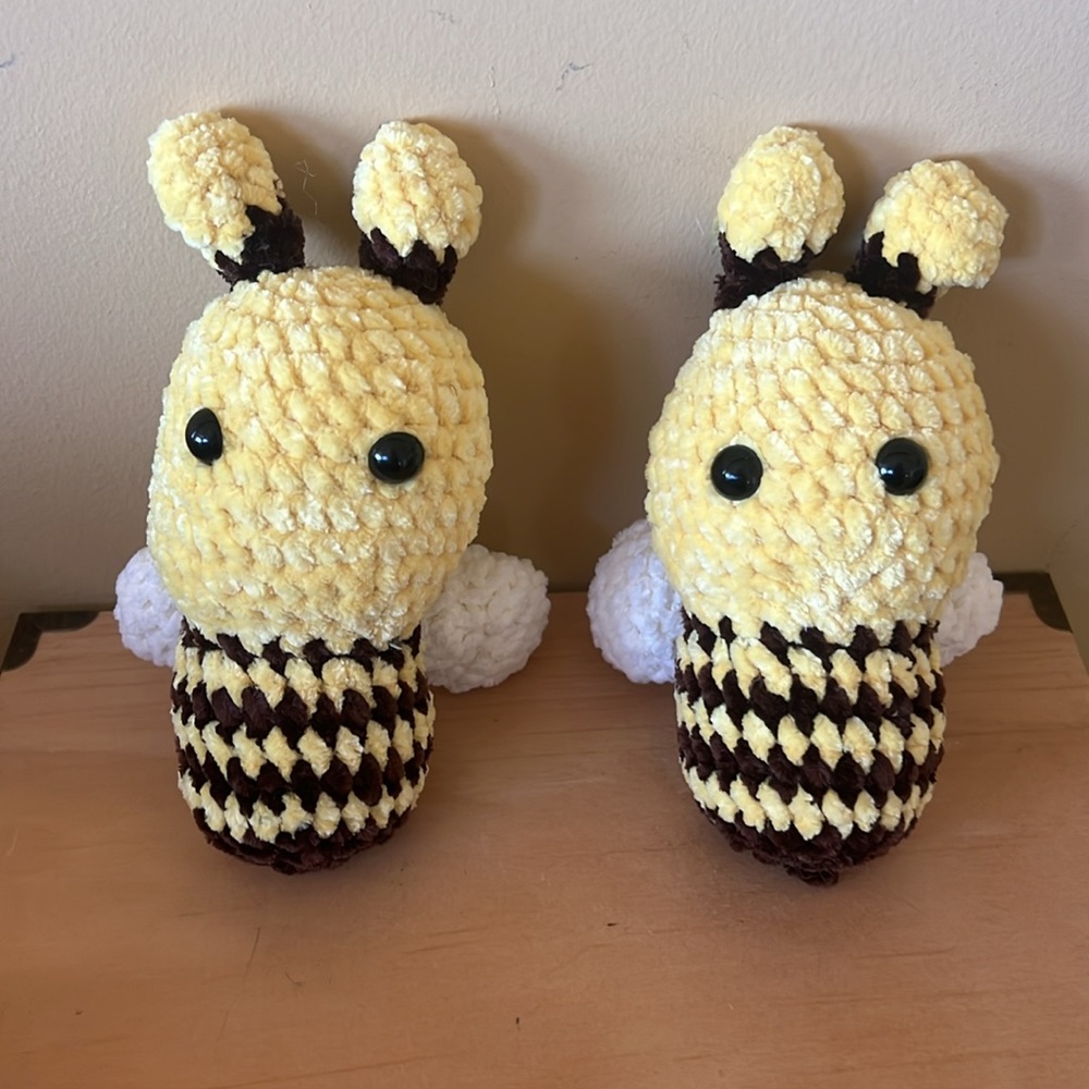 TWO Bring a buzz of joy to your home with our Handmade Crocheted Amigurumi Bee!